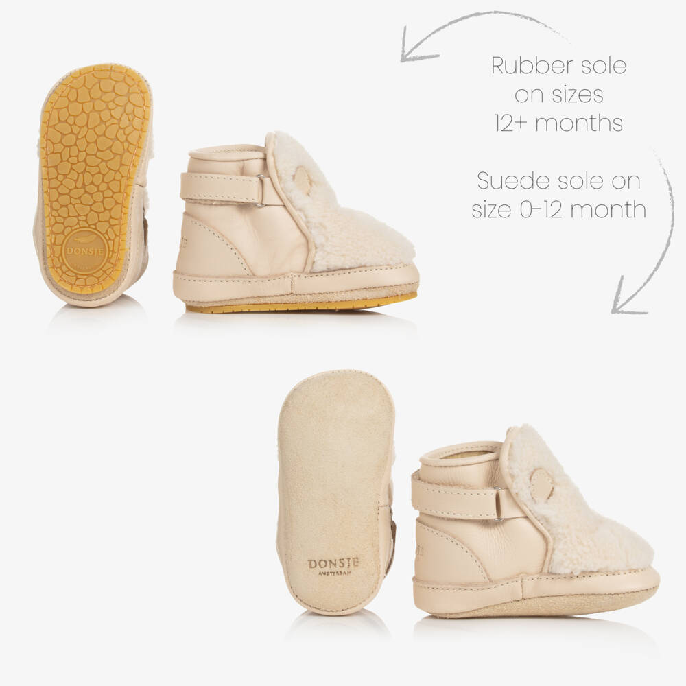 Donsje-Girls Ivory Leather Polar Bear Boots | Childrensalon