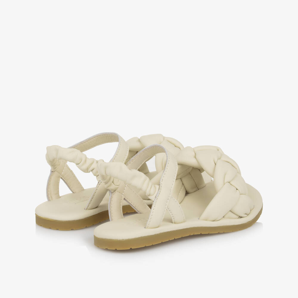 Donsje-Girls Ivory Leather Sandals | Childrensalon
