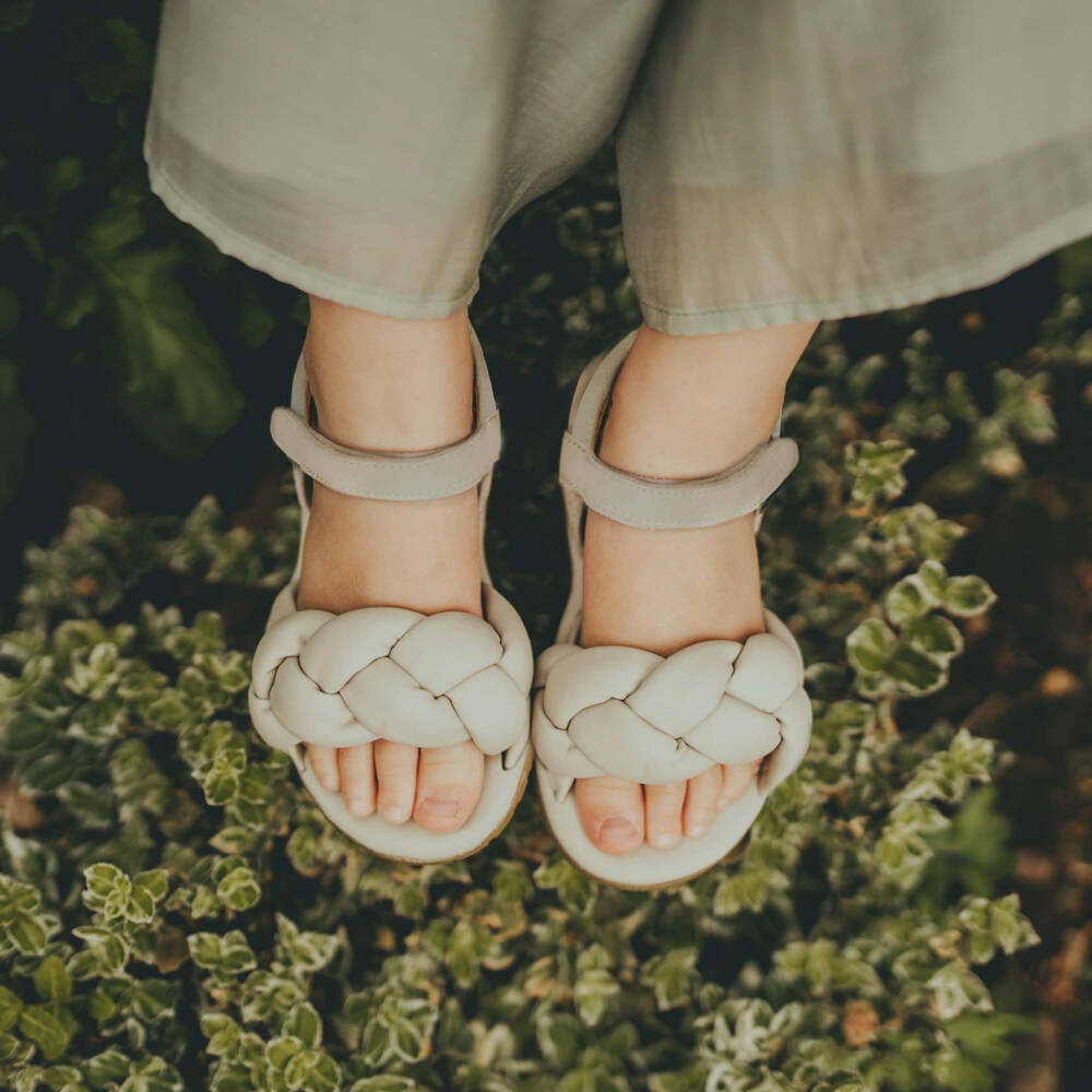 Donsje-Girls Ivory Leather Sandals | Childrensalon