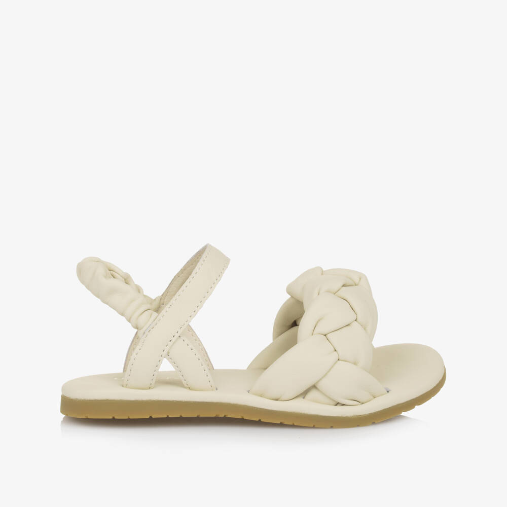 Donsje-Girls Ivory Leather Sandals | Childrensalon