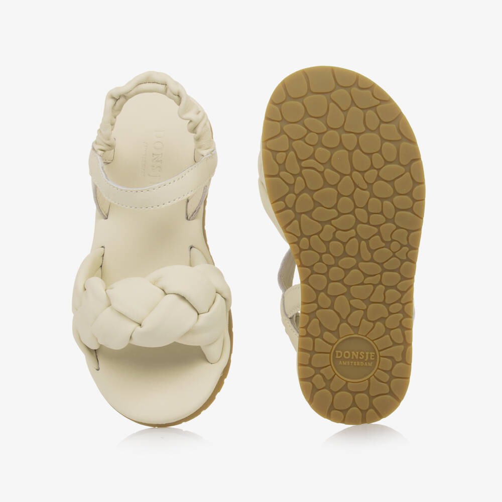 Donsje-Girls Ivory Leather Sandals | Childrensalon