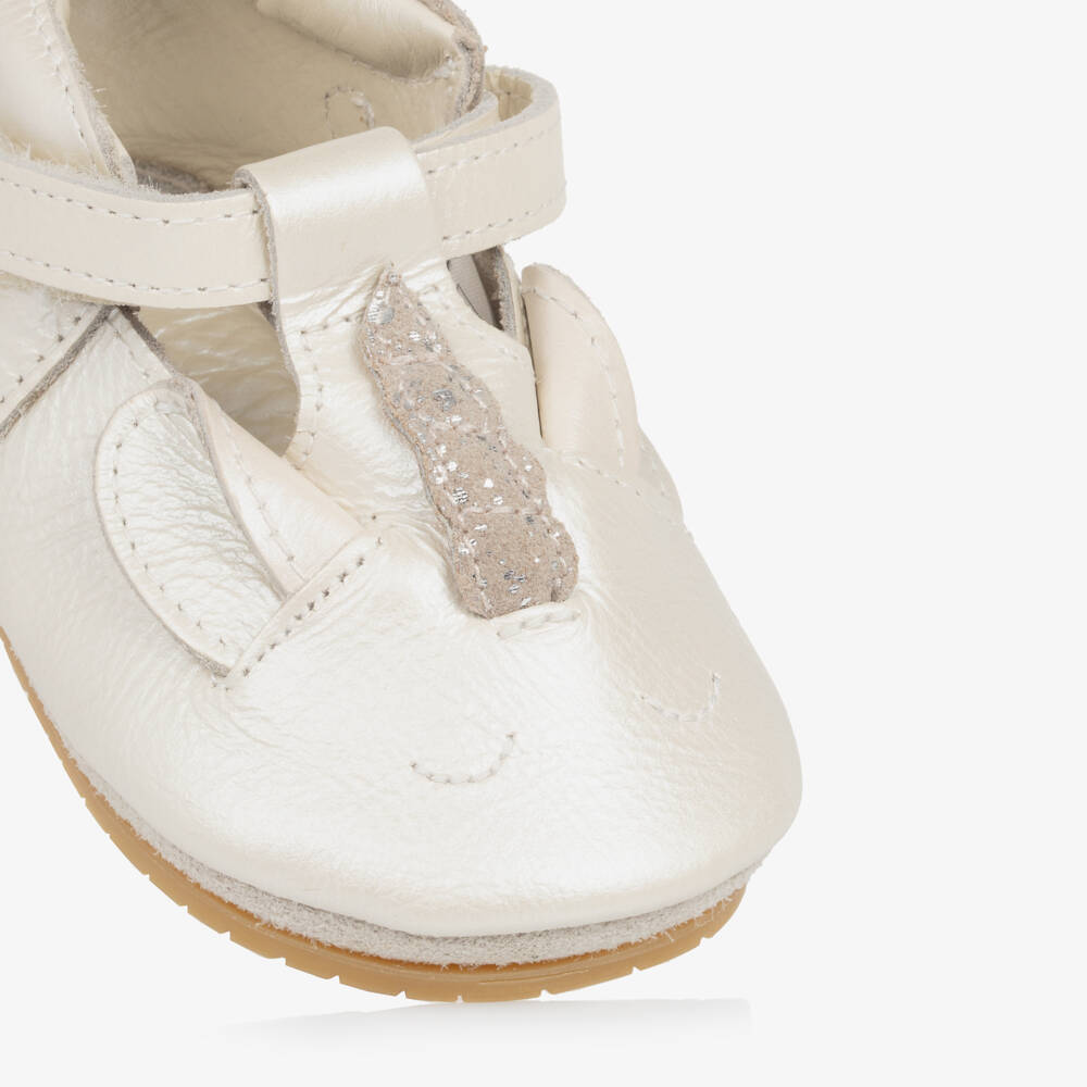 Donsje-Girls Ivory Leather Unicorn Pre-Walkers | Childrensalon