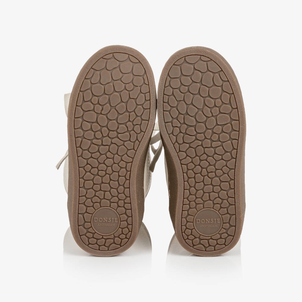 Donsje-Girls Ivory Leather & Wool Lace-Up Boots | Childrensalon