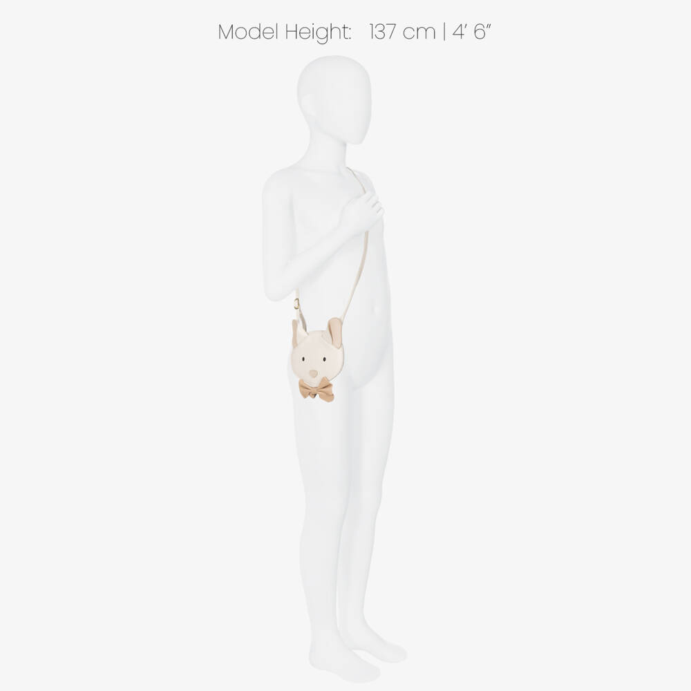 Donsje-Girls Ivory & Pink Leather Kitten Purse (13cm) | Childrensalon
