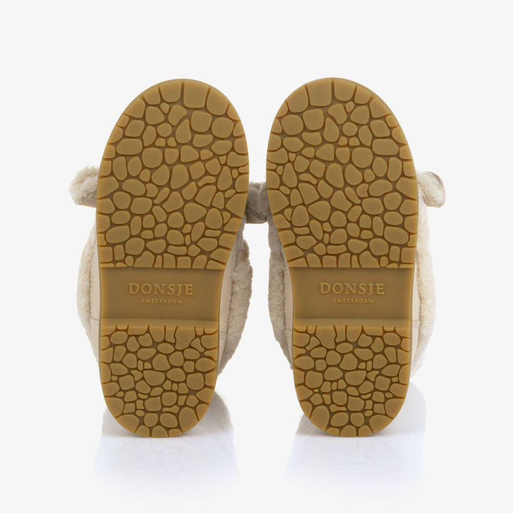 Donsje-Ботинки Wadou Lammy кремовые кожаные флисовые для девочек | Childrensalon