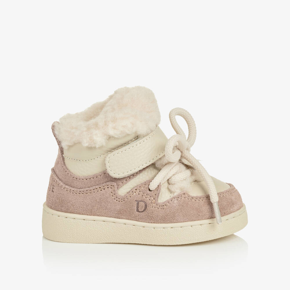 Donsje-Girls Lavender Brown Leather & Wool First Walkers | Childrensalon