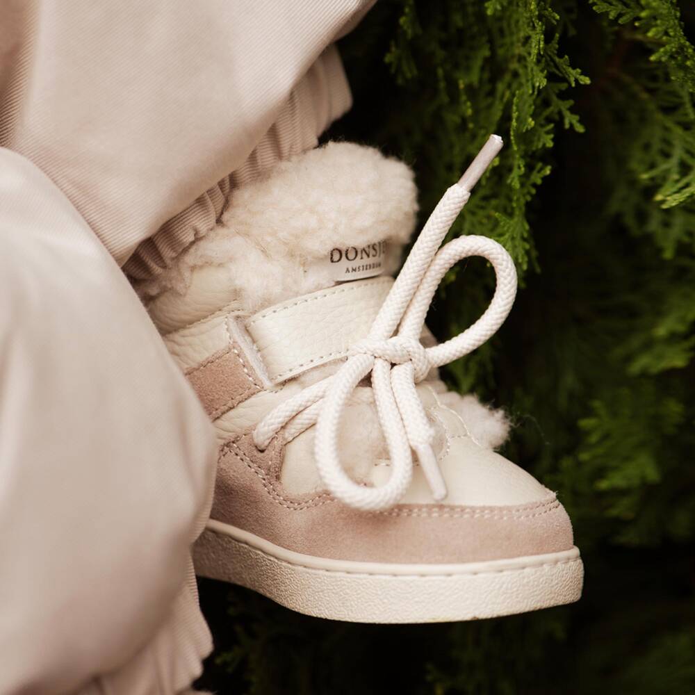 Donsje-Girls Lavender Brown Leather & Wool First Walkers | Childrensalon