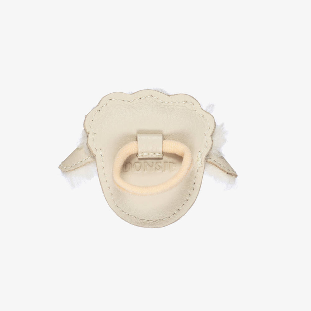 Donsje-Girls Leather & Fleece Lamb Hair Elastic (7cm) | Childrensalon