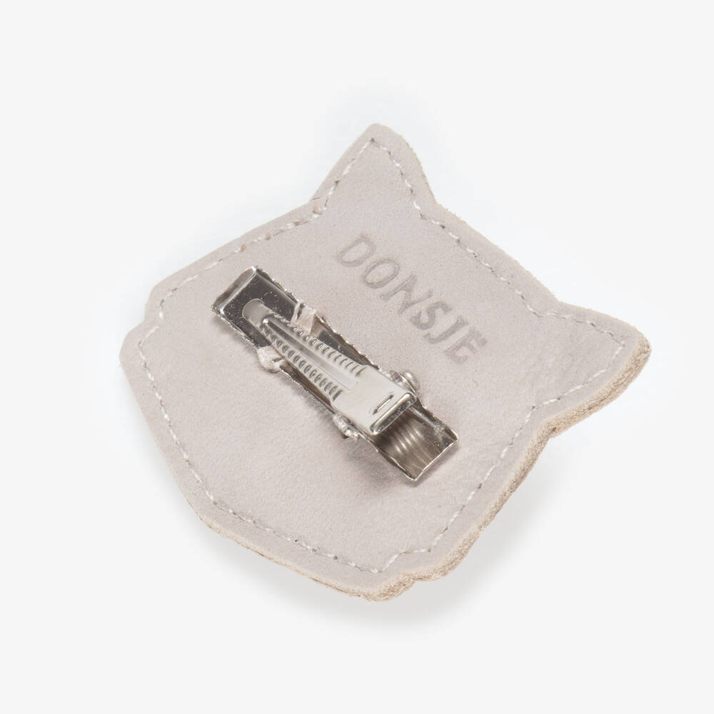 Donsje-مشبك شعر جلد لون رمادي للبنات (5 سم) | Childrensalon