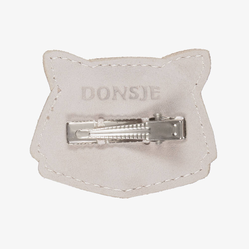 Donsje-مشبك شعر جلد لون رمادي للبنات (5 سم) | Childrensalon