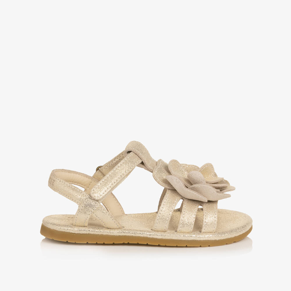 Donsje-Girls Metallic Silver Leather Velcro Sandals | Childrensalon