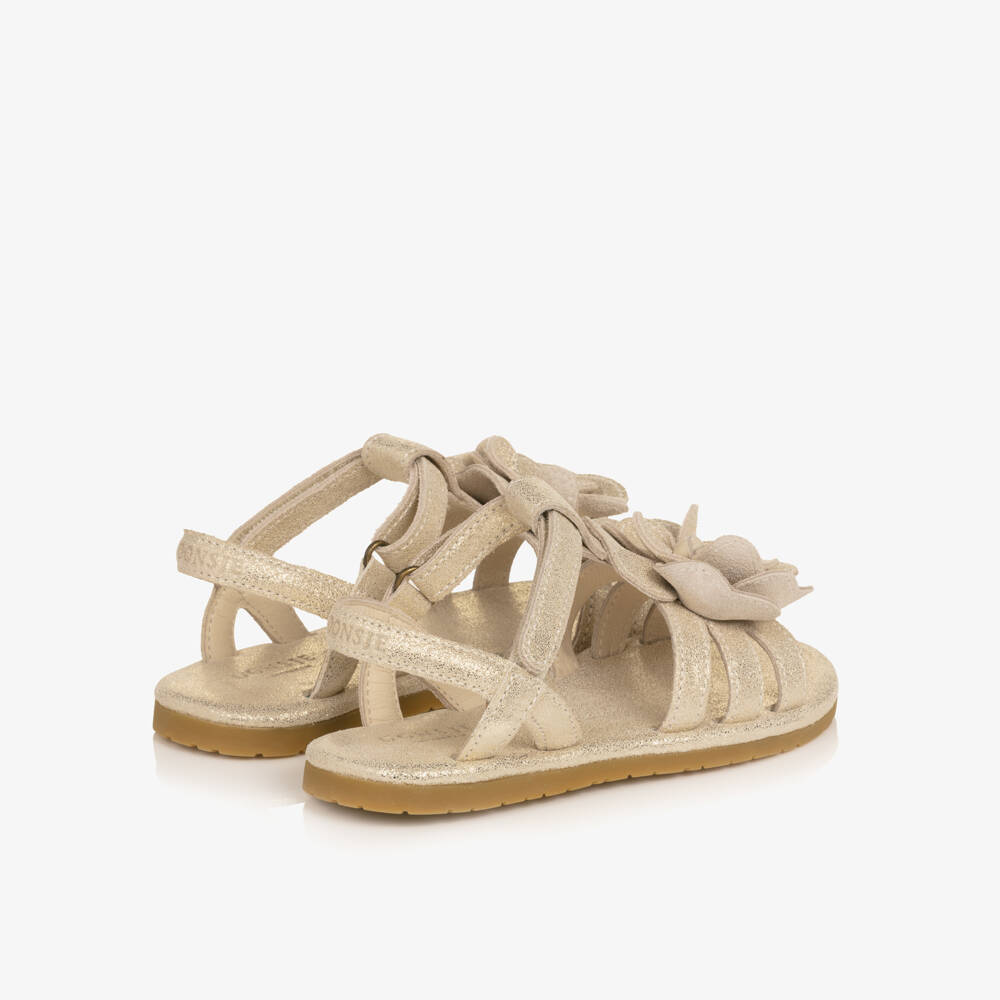 Donsje-Girls Metallic Silver Leather Velcro Sandals | Childrensalon