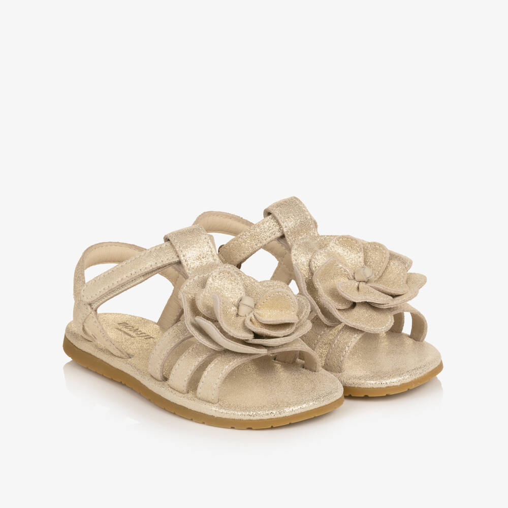 Donsje-Girls Metallic Silver Leather Velcro Sandals | Childrensalon
