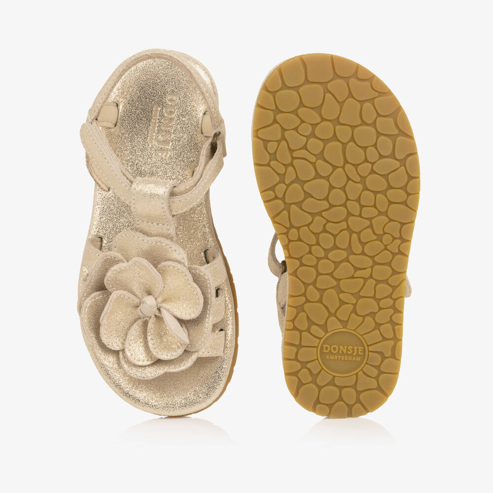 Donsje-Girls Metallic Silver Leather Velcro Sandals | Childrensalon