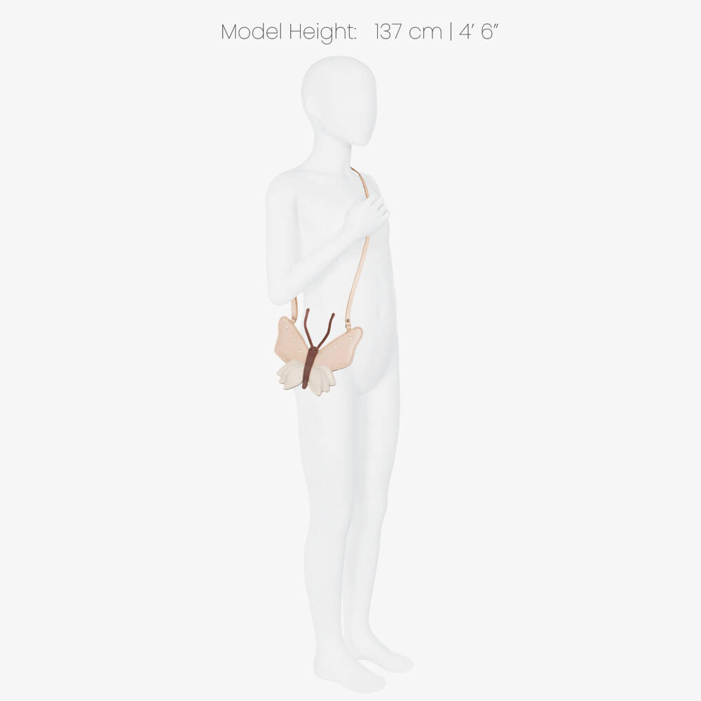 Donsje-Girls Pale Pink Leather Butterfly Purse (17cm) | Childrensalon