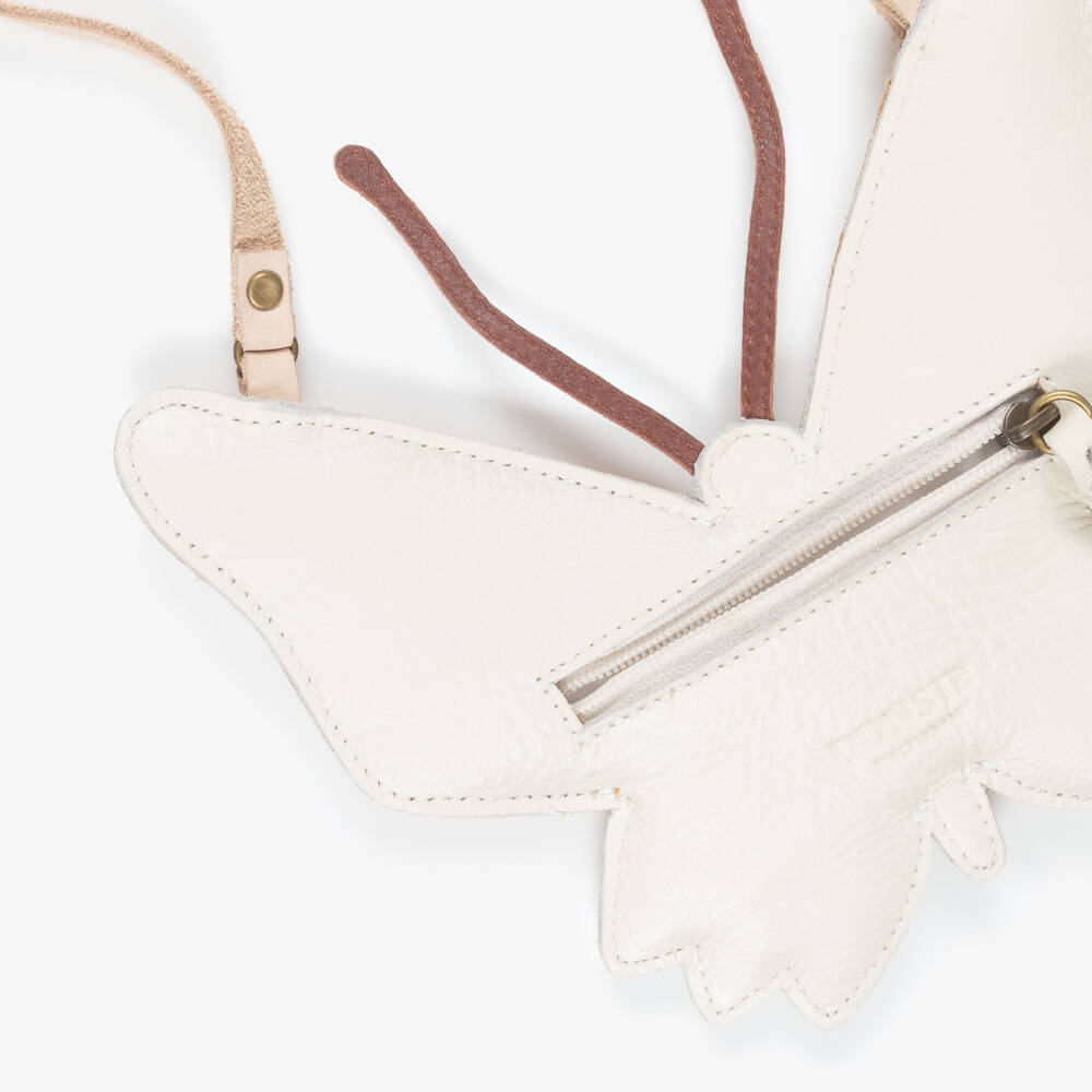 Donsje-Girls Pale Pink Leather Butterfly Purse (17cm) | Childrensalon