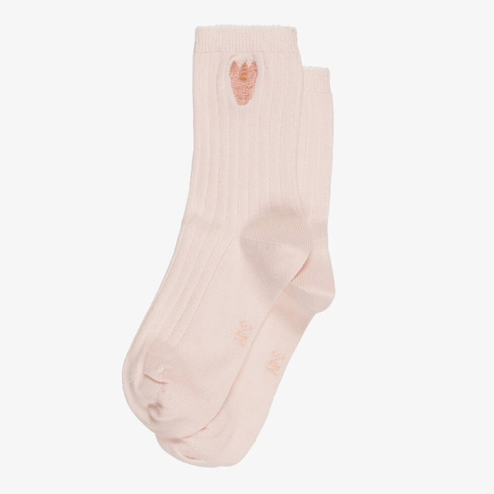 Donsje-Girls Pale Pink Unicorn Socks | Childrensalon