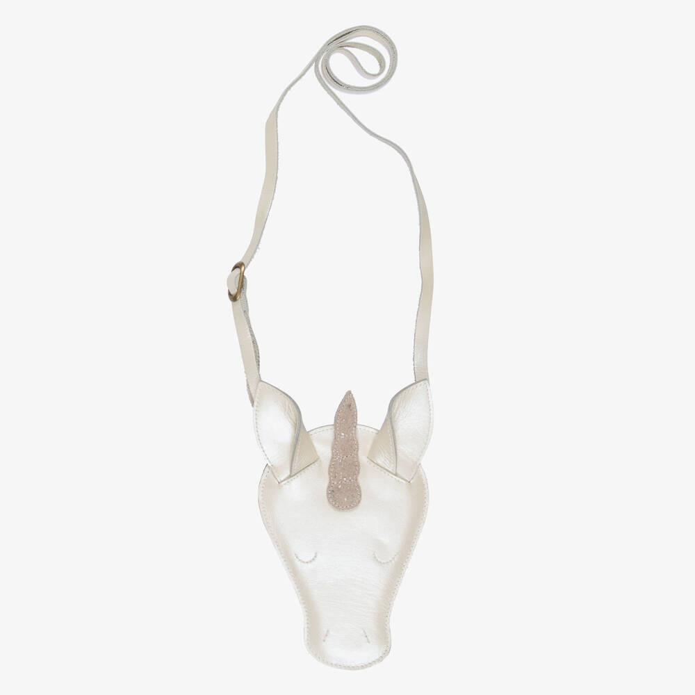 Donsje-حقيبة يد بشكل وحيد القرن لون عاجي لؤلؤي للبنات (15 سم) | Childrensalon