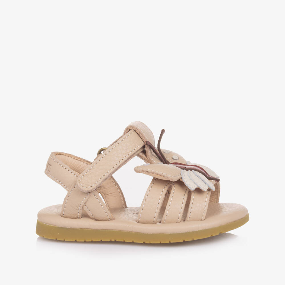 Donsje-Girls Pink Leather Butterfly First Walkers | Childrensalon