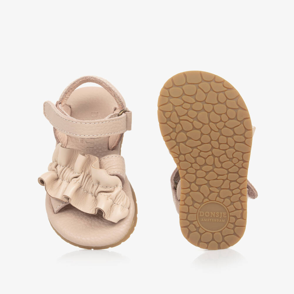 Donsje-Girls Pink Leather First Walker Sandals | Childrensalon