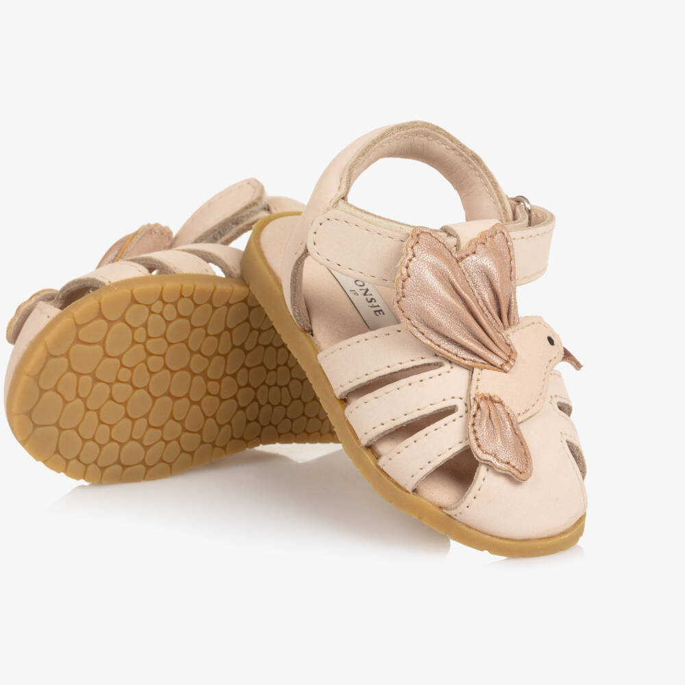 Donsje-Girls Pink Leather Hummingbird First Walkers | Childrensalon