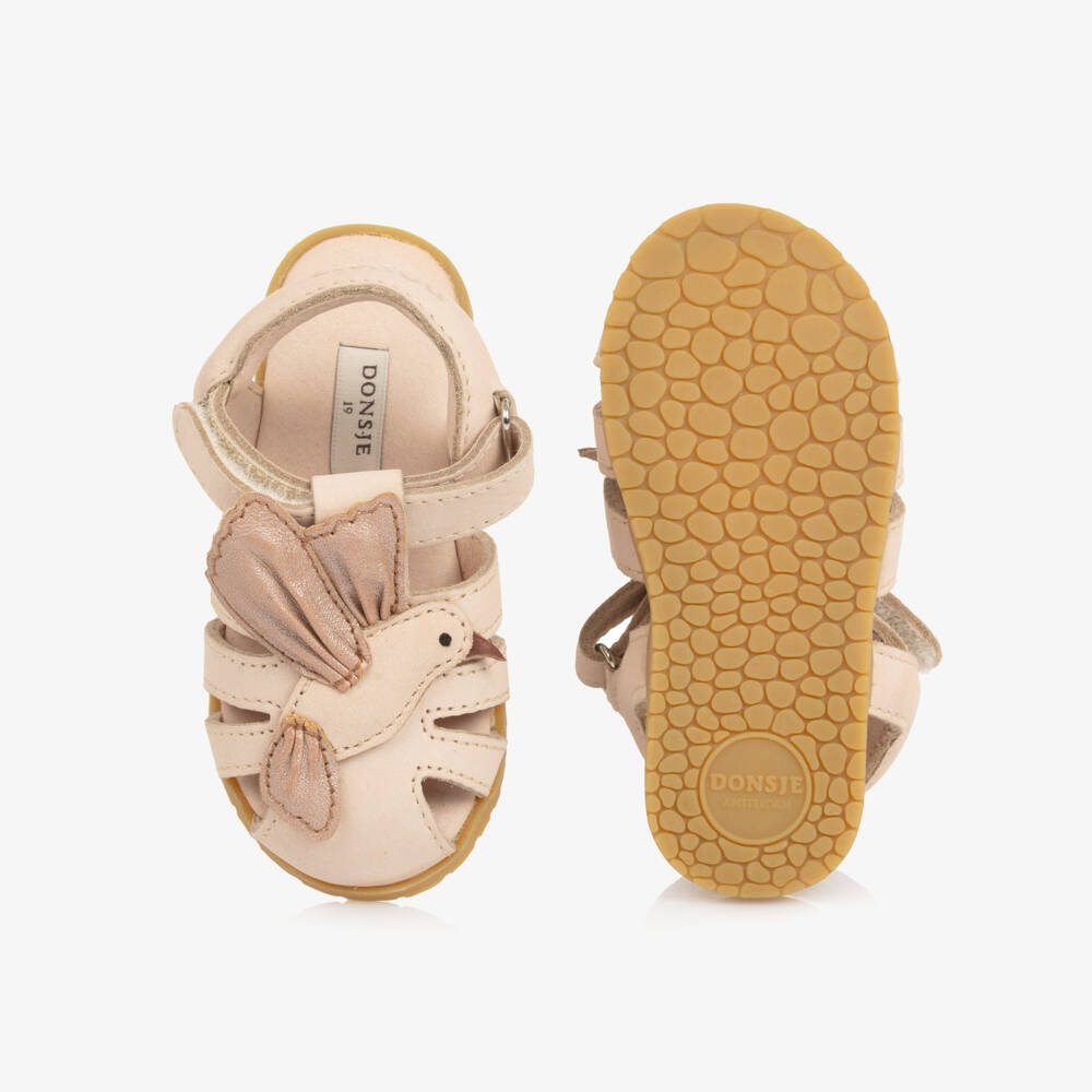 Donsje-Girls Pink Leather Hummingbird First Walkers | Childrensalon