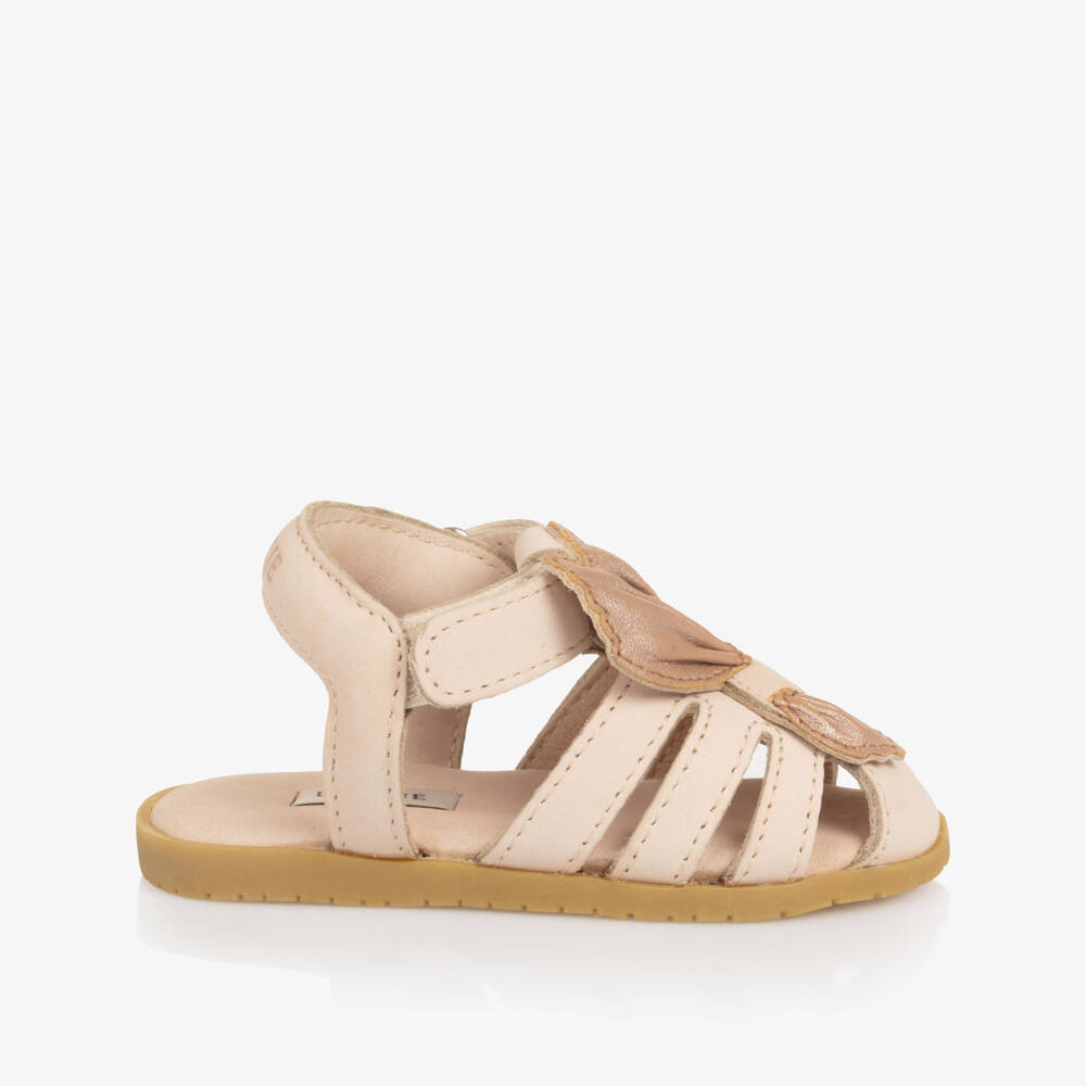 Donsje-Girls Pink Leather Hummingbird First Walkers | Childrensalon