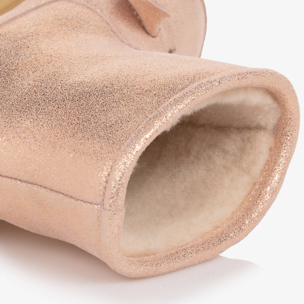 Donsje-Ботинки Единороги розовые металлик кожаные Xelly для девочек | Childrensalon