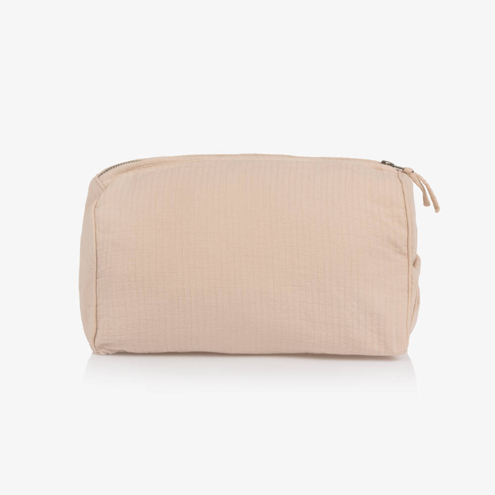 Donsje-Girls Pink Organic Cotton Washbag with Rabbit Motif (28cm) | Childrensalon