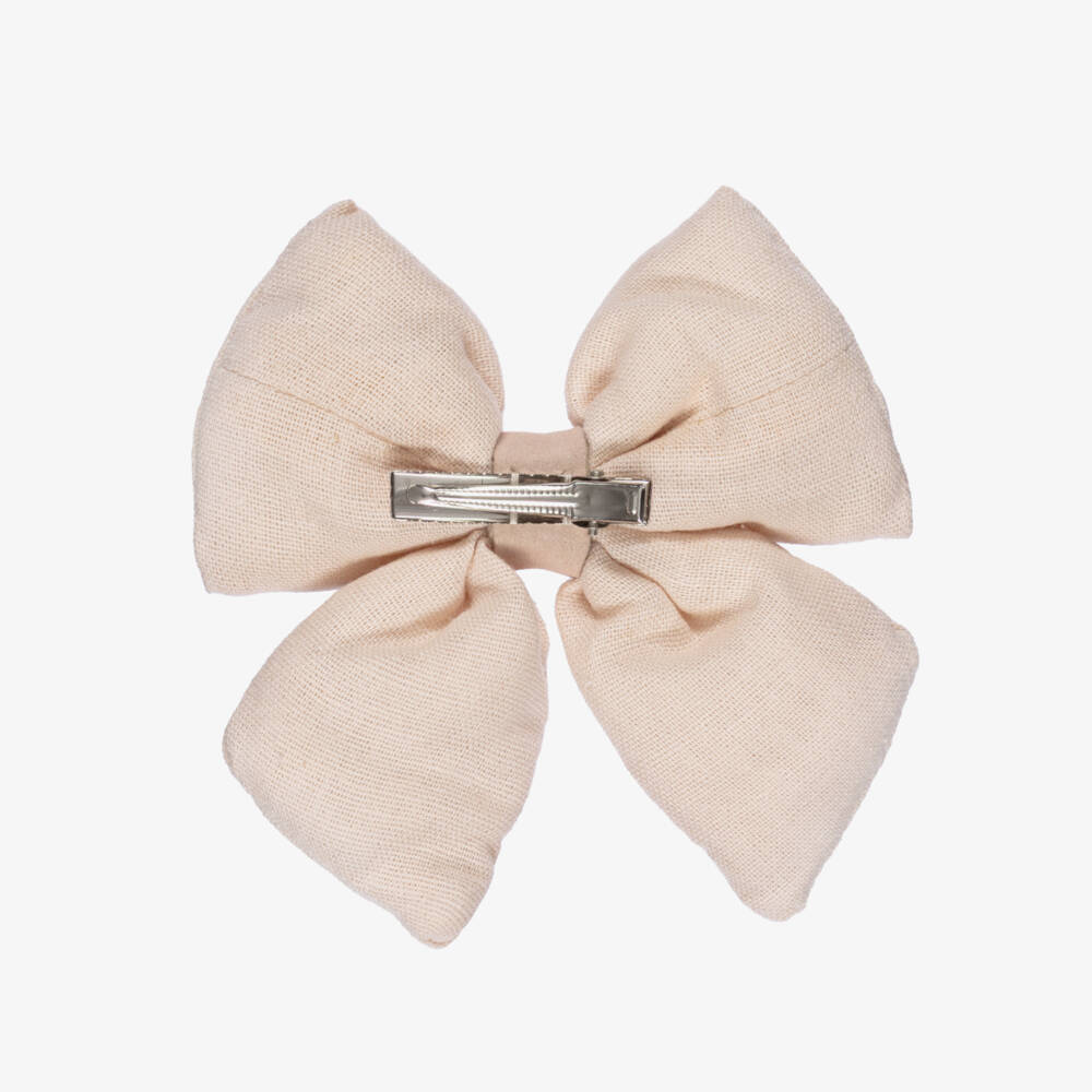 Donsje-Girls Pink Padded Bow Hairclip (11cm) | Childrensalon