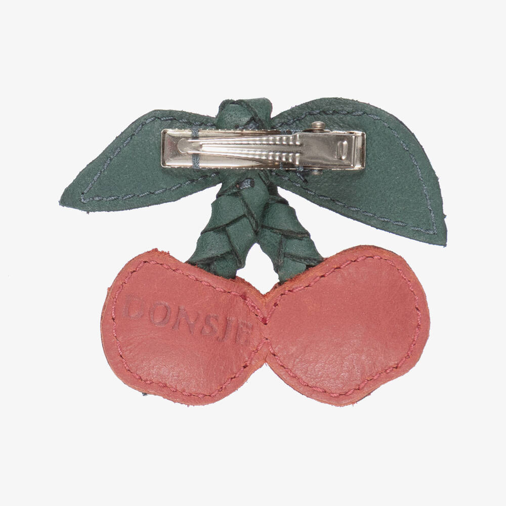 Donsje-Girls Red Leather Cherry Hair Clip (6cm) | Childrensalon