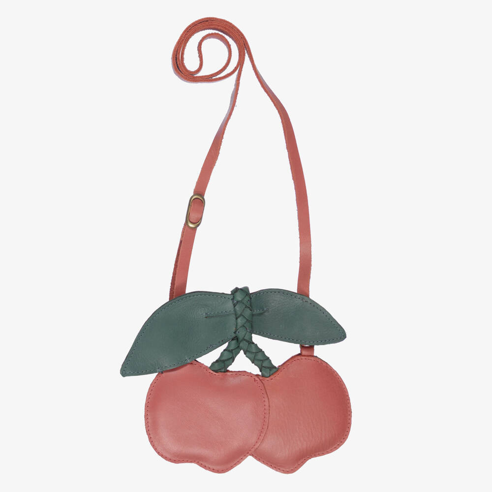 Donsje-Girls Red Leather Cherry Purse (16cm) | Childrensalon