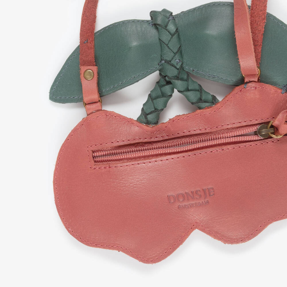 Donsje-Girls Red Leather Cherry Purse (16cm) | Childrensalon