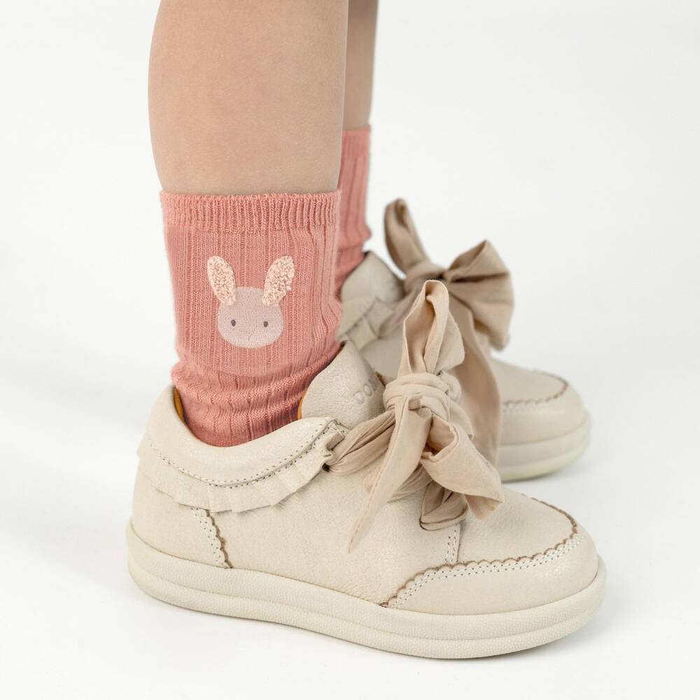 Donsje-Girls Rose Pink Bunny Socks | Childrensalon