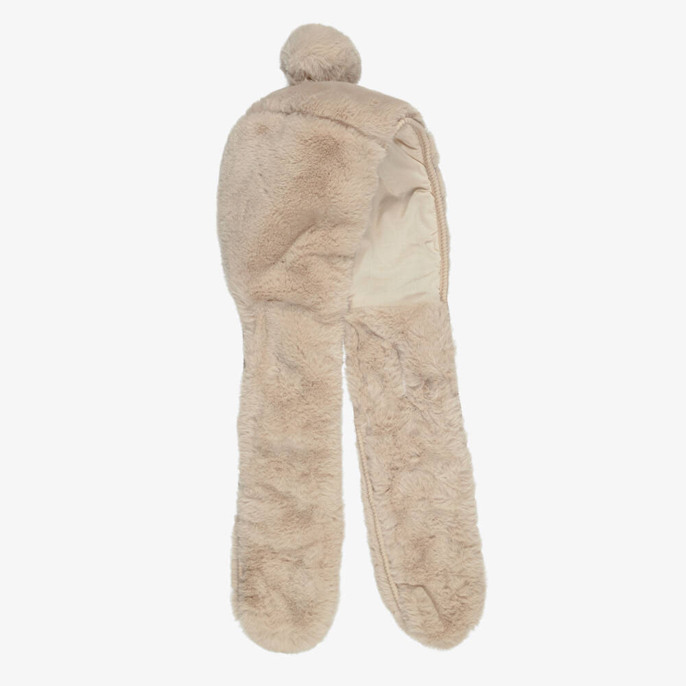 Donsje-Girls Sand Beige Faux Fur 2-in-1 Hat | Childrensalon