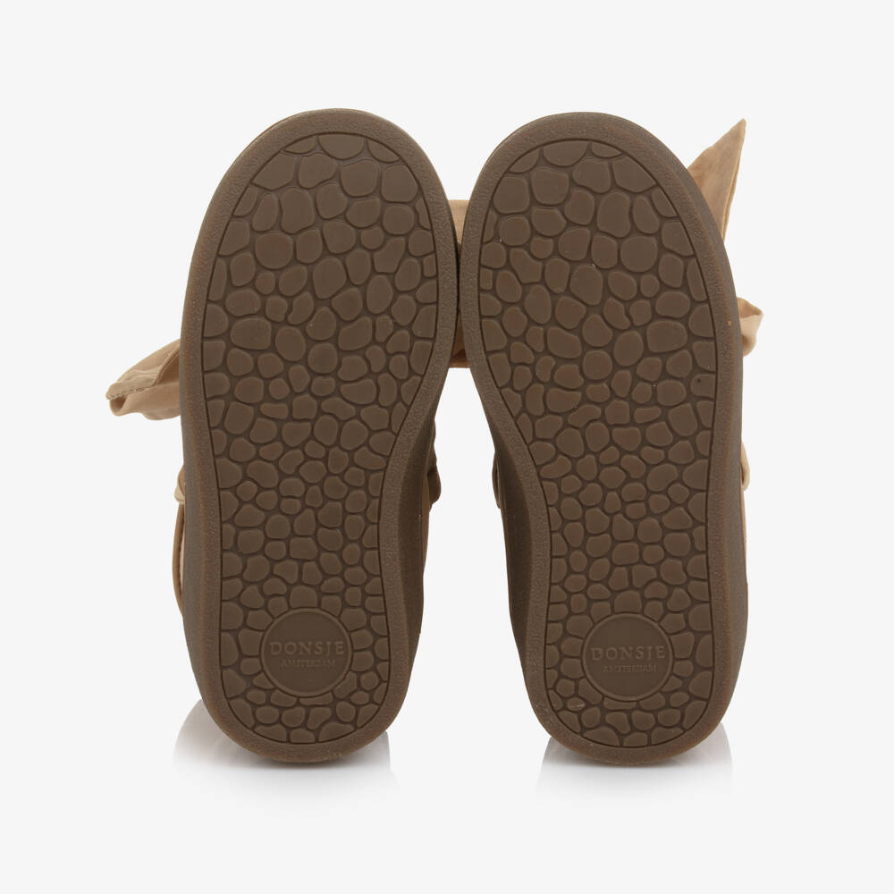 Donsje-Ботинки коричневые с лентами для девочек | Childrensalon