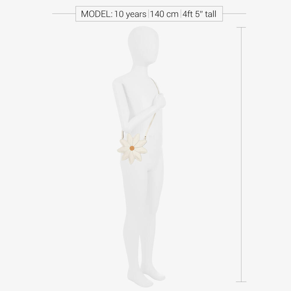 Donsje-Girls White Leather Daisy Purse (17cm) | Childrensalon