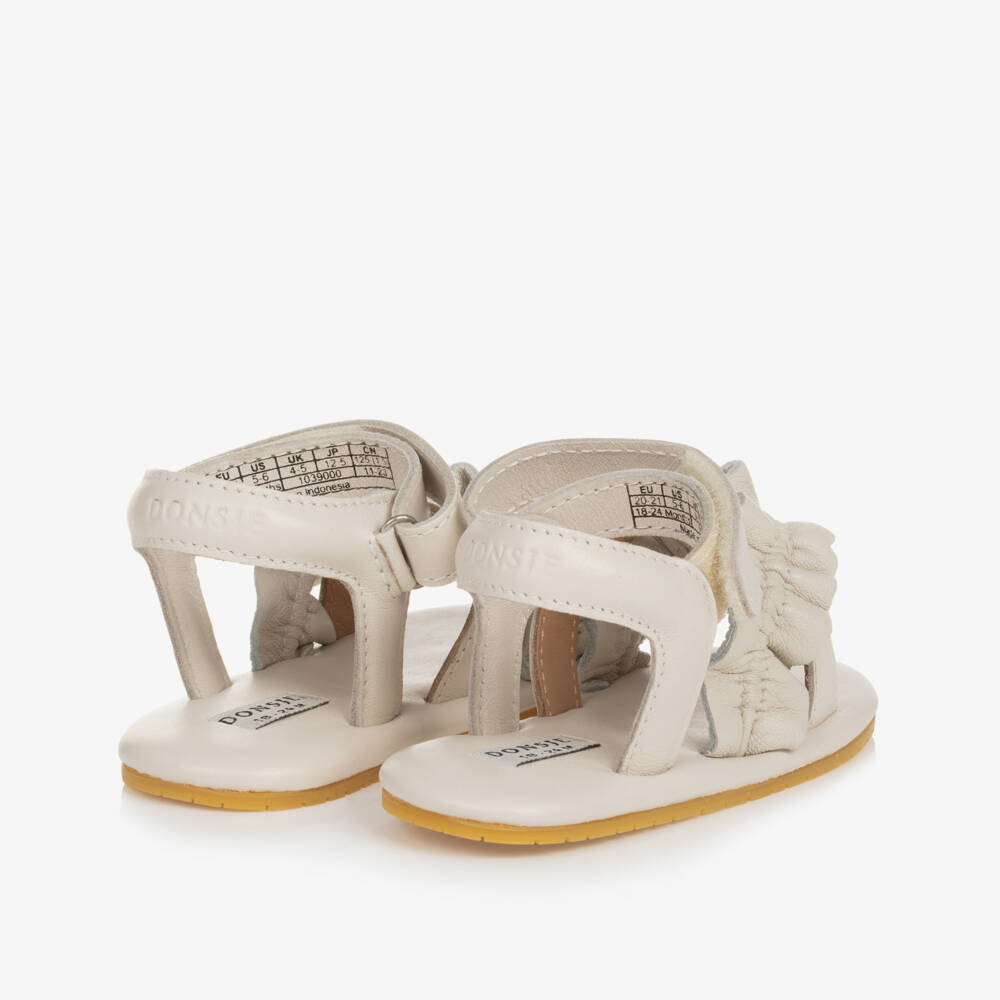 Donsje-Girls White Leather Pre Walker Sandals | Childrensalon