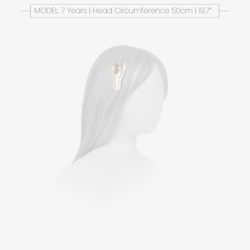 Donsje-مشبك شعر وحيد القرن لون أبيض (6 سم) | Childrensalon