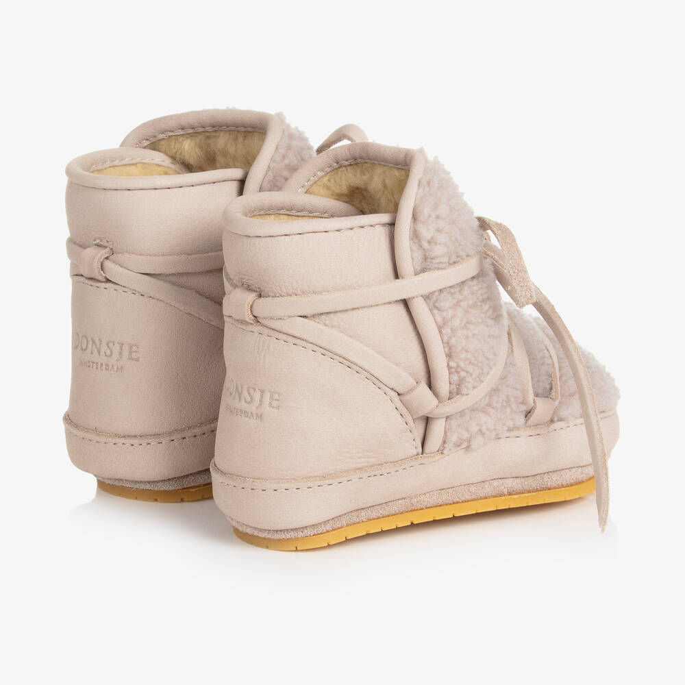 Donsje-حذاء شيربا فليس لون رمادي ليلاك لمرحلة قبل المشي للأطفال | Childrensalon