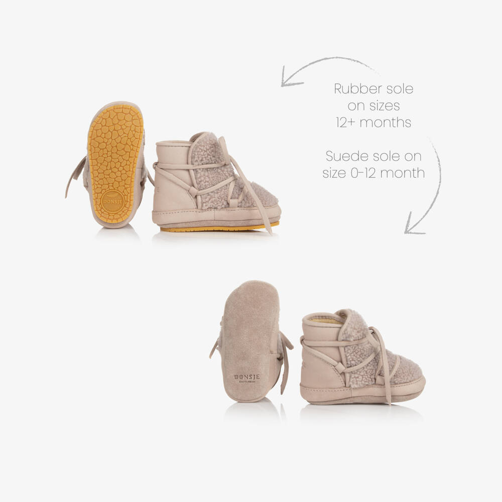 Donsje-Grey Sherpa Fleece Pre-Walkers | Childrensalon
