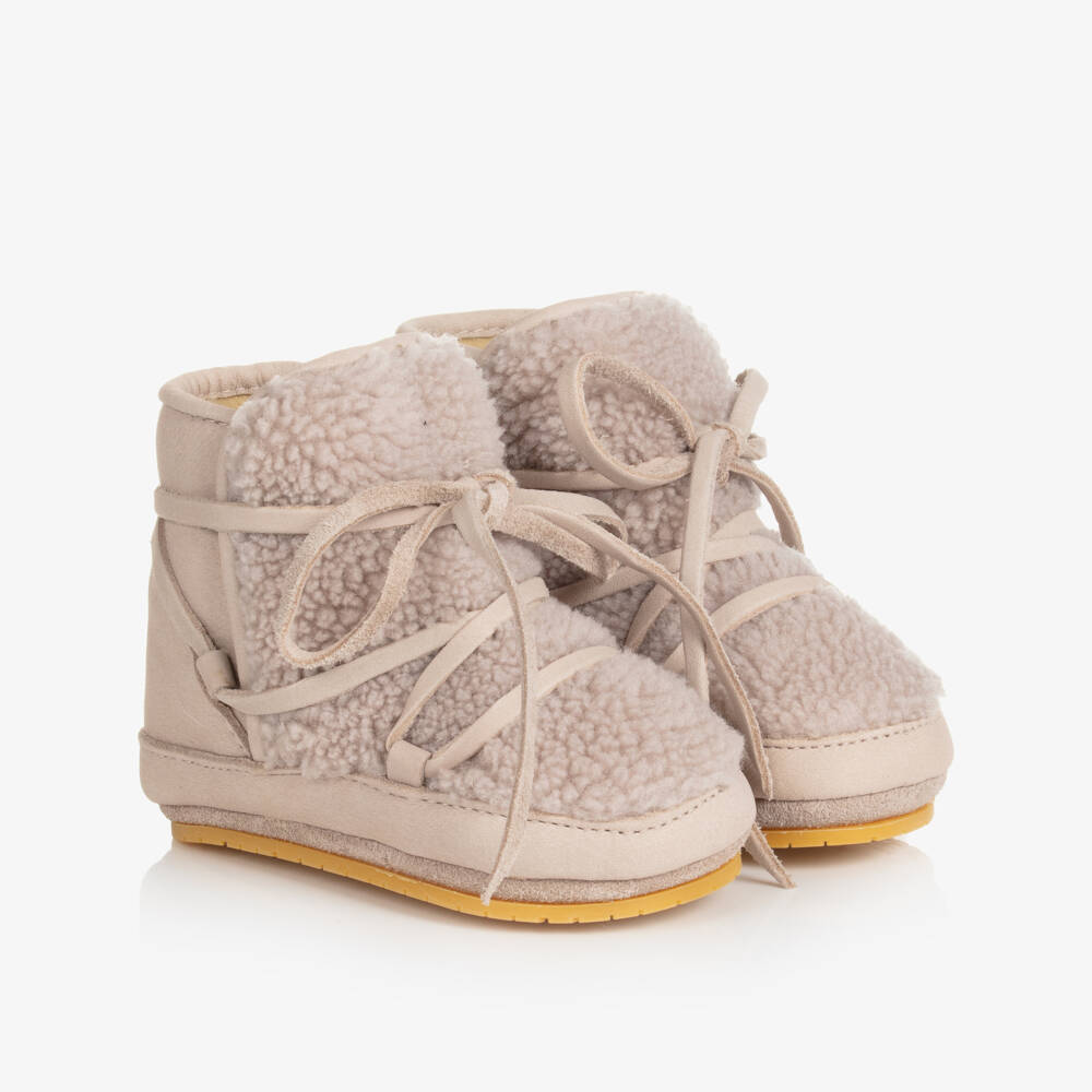 Donsje-Grey Sherpa Fleece Pre-Walkers | Childrensalon