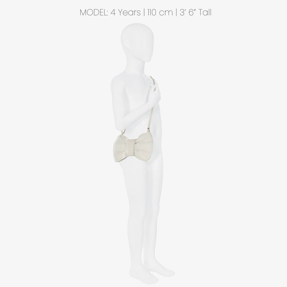 Donsje-Ivory Bow Leather Shoulder Bag (20cm) | Childrensalon