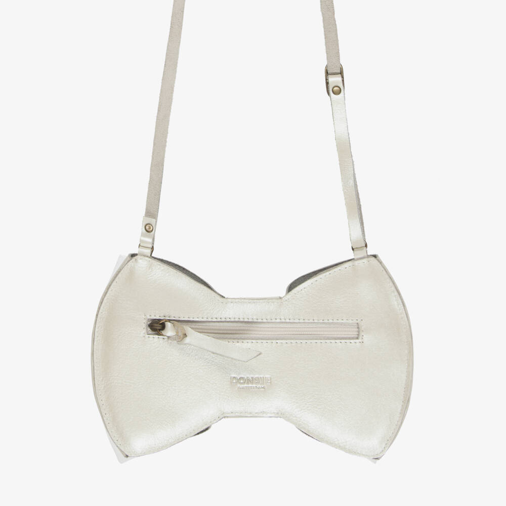 Donsje-Ivory Bow Leather Shoulder Bag (20cm) | Childrensalon