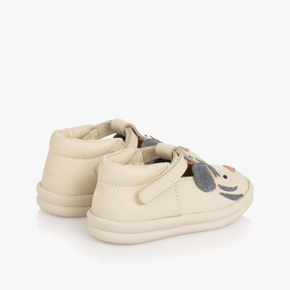 Donsje-حذاء جلد لمرحلة بدء المشي لون عاجي | Childrensalon