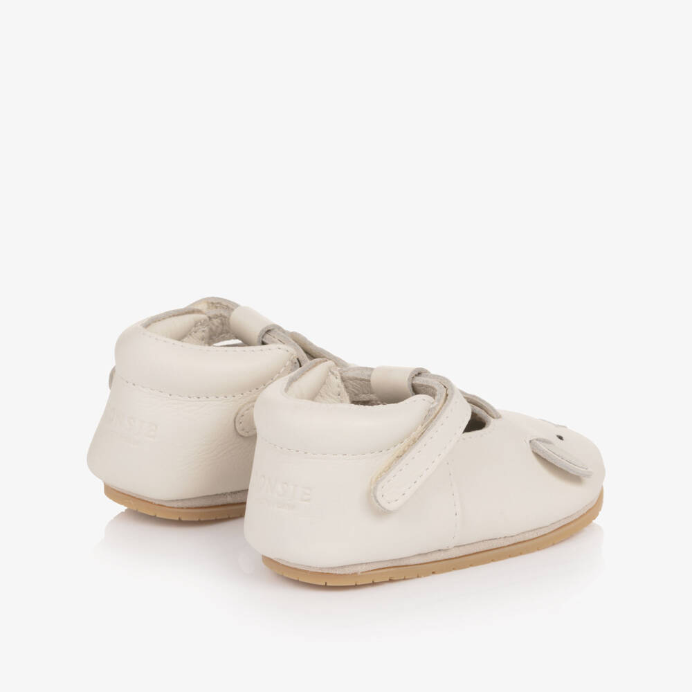Donsje-حذاء جلد لمرحلة قبل المشي لون عاجي | Childrensalon