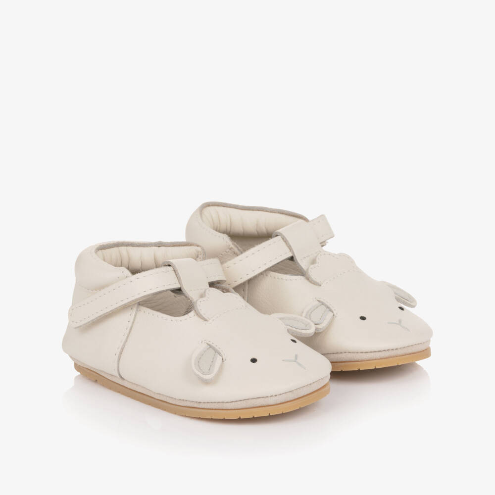 Donsje-حذاء جلد لمرحلة قبل المشي لون عاجي | Childrensalon