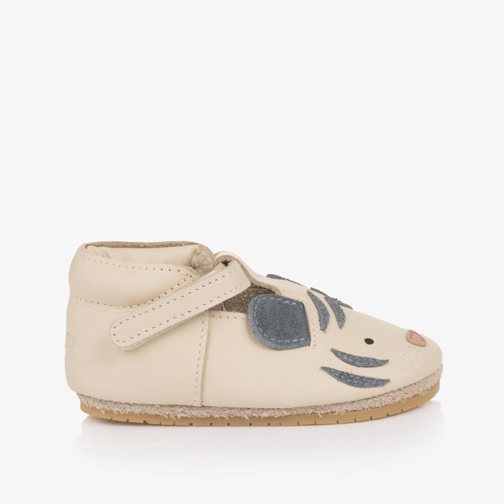 Donsje-Ivory Tiger Leather Pre-Walker Shoes | Childrensalon