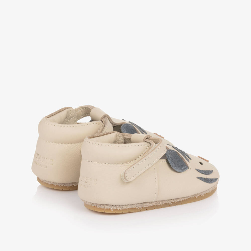 Donsje-Ivory Tiger Leather Pre-Walker Shoes | Childrensalon