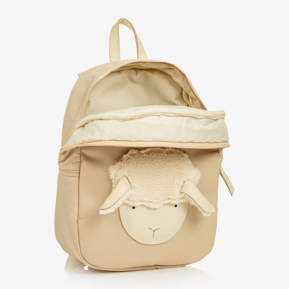 Donsje-Sand Beige Lammy Backpack (29cm) | Childrensalon